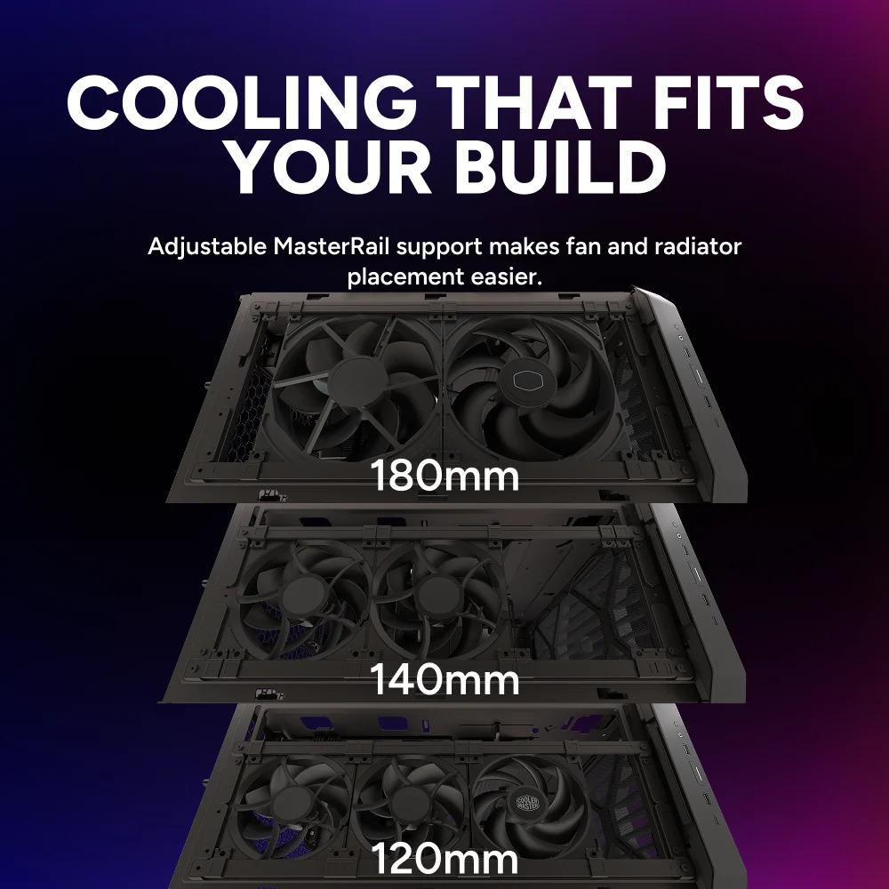 Cooler Master HAF II 500 Casing PC Gaming Mid Tower ATX Tempered Glass High Airflow Black - Image 5