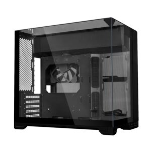 JualLian Li O11 Vision M BLACK | M-ATX PC Case with 3 Side Glass Showcase Include 1 FAN