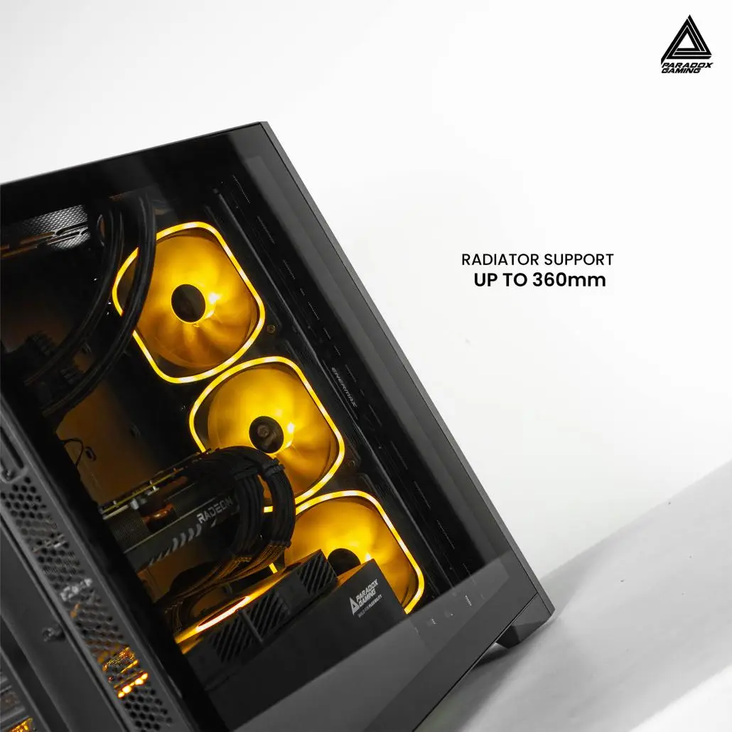 Casing PARADOX GAMING BLADESTORM | Aesthetic PC Case with Wooden Accent Panels - BLACK - Image 5