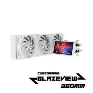 JualCUBE GAMING BLAZEVIEW 360 ARGB AIO Liquid Cooler – WHITE