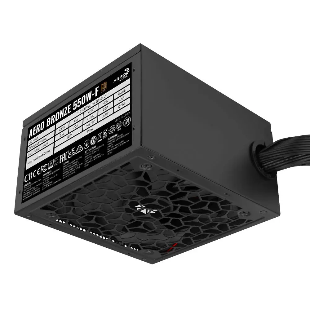 Power Supply AEROCOOL AERO 550W-F 80+ BRONZE ATX 3.1