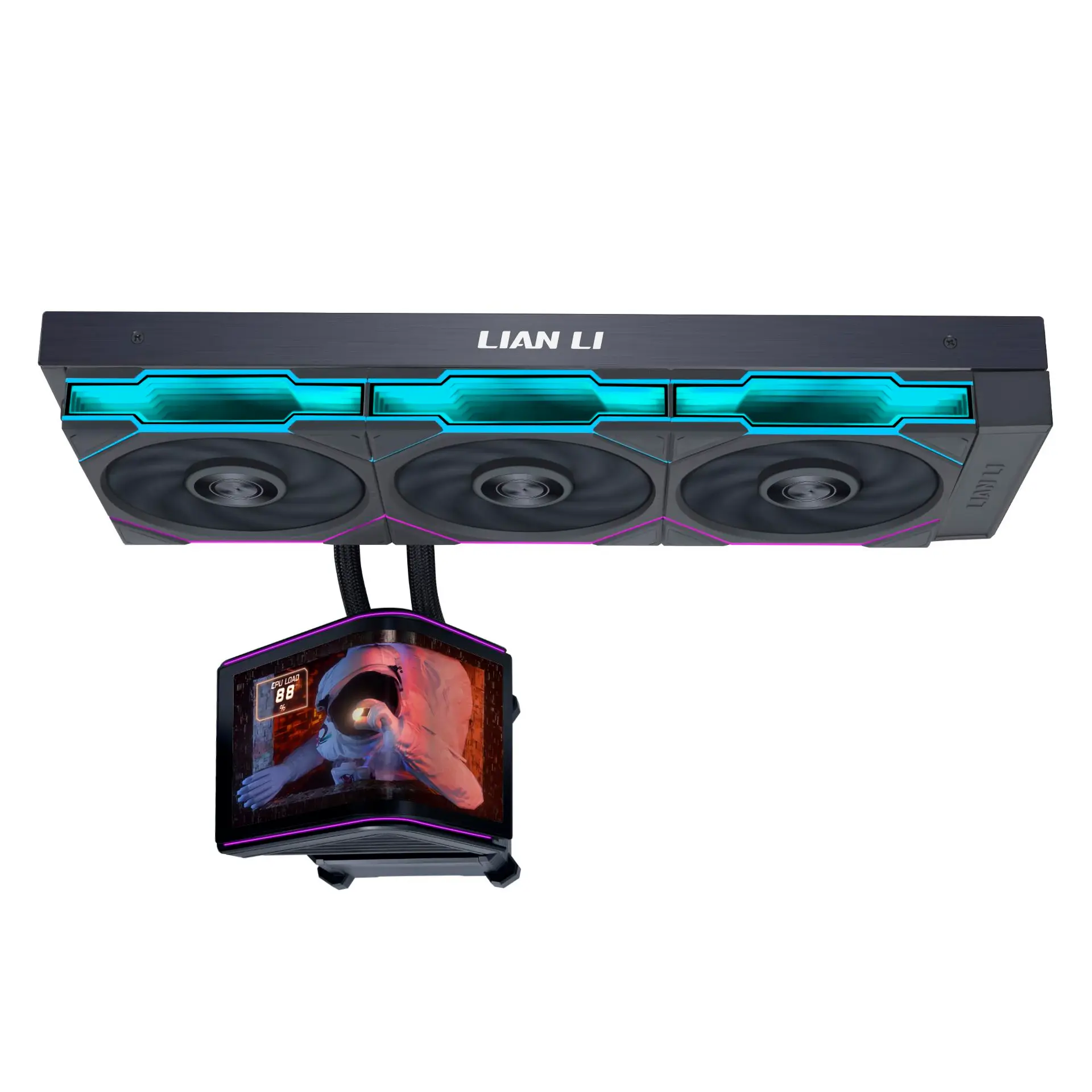Lian Li HYDROSHIFT II OLED CURVED 360P28 - AIO Liquid Cooler 360mm with 6.67″ 2K 60Hz Curved OLED Screen - Black - Image 2