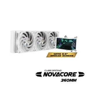 JualCUBE GAMING NOVACORE 360 ARGB AIO Liquid Cooler – WHITE