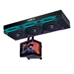 JualLian Li HYDROSHIFT II OLED CURVED 360P28 – AIO Liquid Cooler 360mm with 6.67″ 2K 60Hz Curved OLED Screen – Black