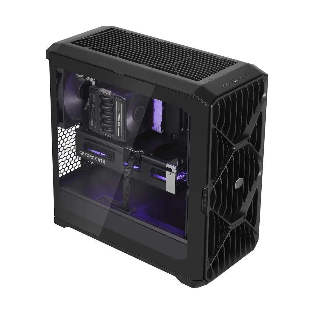 Cooler Master HAF II 500 Casing PC Gaming Mid Tower ATX Tempered Glass High Airflow Black - Image 2