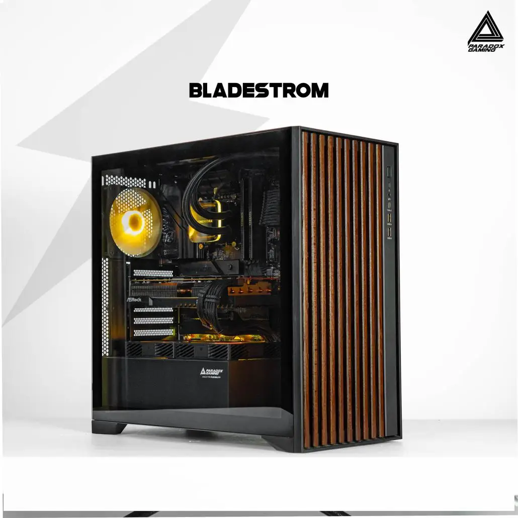 Casing PARADOX GAMING BLADESTORM | Aesthetic PC Case with Wooden Accent Panels - BLACK