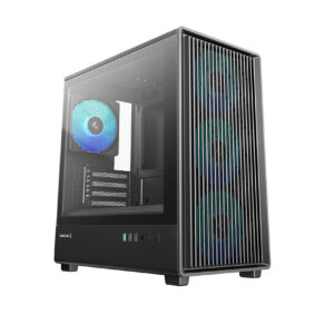 JualCasing DEEPCOOL CC350 4F – M-ATX PC Case Clean Front Grille Design Include 4 Fan ARGB