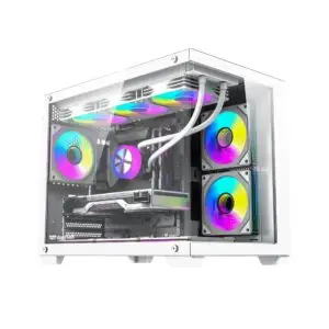 JualCasing darkFlash B275 PRO M-ATX Panoramic View Include 6 Fans ARGB – WHITE