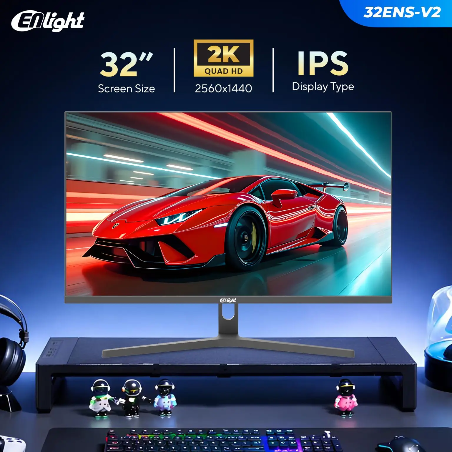 Monitor Enlight 32ENS-V2 | Frameless Gaming LED Monitor IPS 32" QHD 2560x1440 180Hz 1ms - Image 4