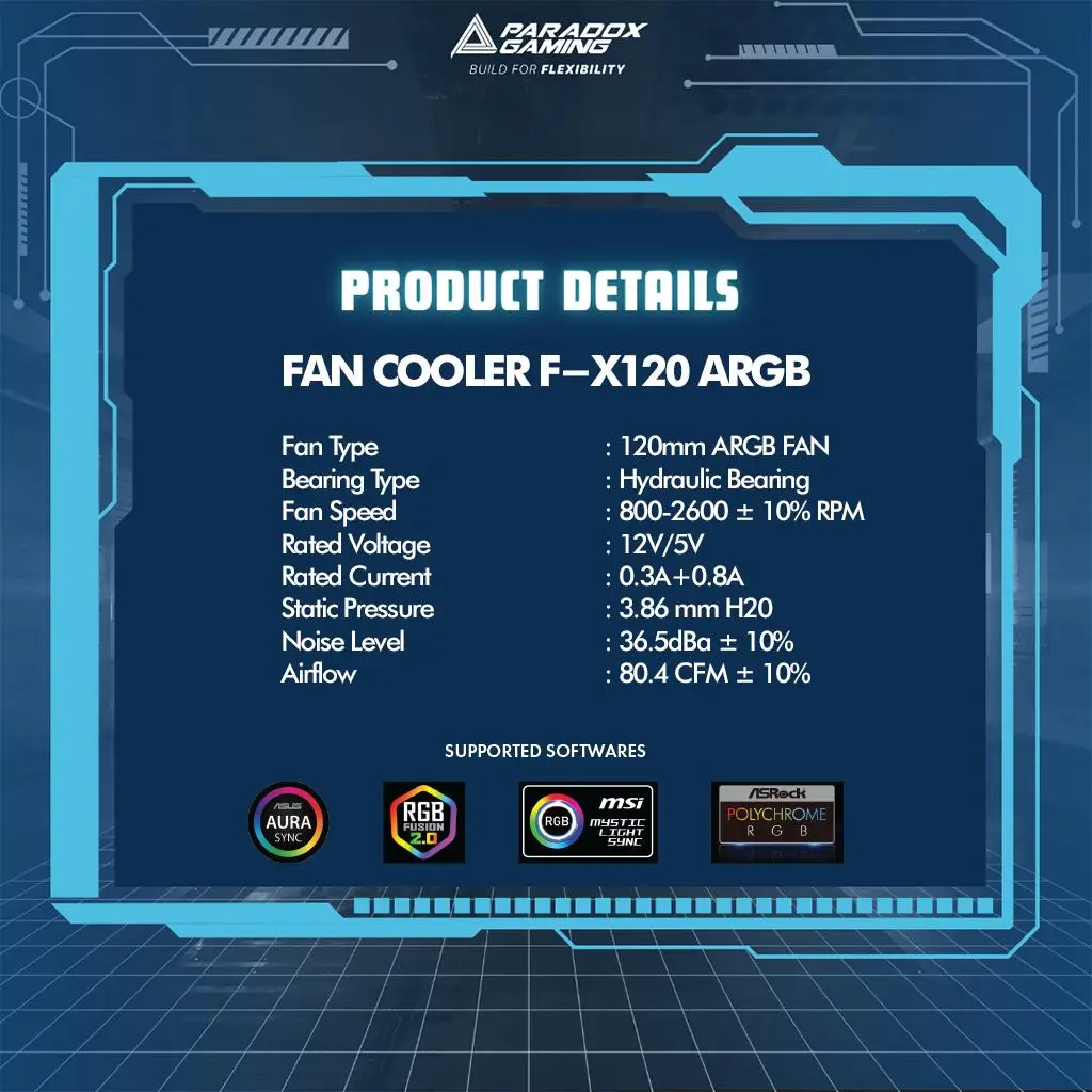PARADOX GAMING F-X120 REVERSE ARGB | Fan Casing 120mm ARGB - WHITE - Image 5