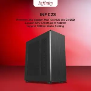 JualCASING INFINITY C23 – ATX PREMIUM CASE – Support 10x HDD – INCLUDE 4 FAN