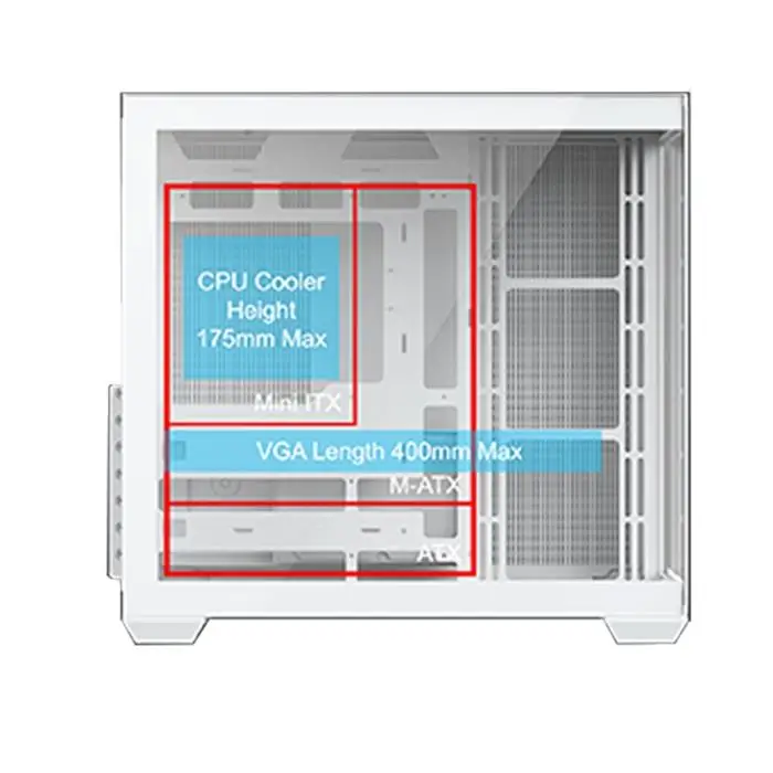 Casing VenomRX DAEMON S9 BTF WHITE - ATX Tempered Glass - WHITE - Image 5