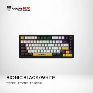 JualVenomRX BIONIC Mechanical Keyboard Gaming 75% Wired Brown Switch RGB – Black/White