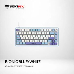 JualVenomRX BIONIC Mechanical Keyboard Gaming 75% Wired Brown Switch RGB – Blue/White