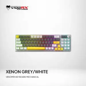 JualVenomRX XENON Mechanical Keyboard Gaming 78% Wired Brown Switch RGB – Grey/White