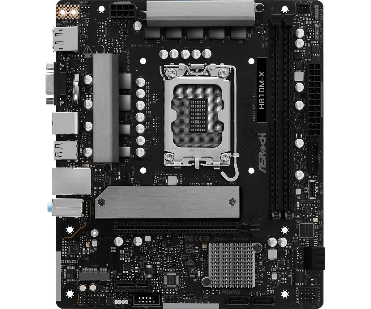 Motherboard ASROCK H810M-X (LGA1851, H810, DDR5) - Image 2