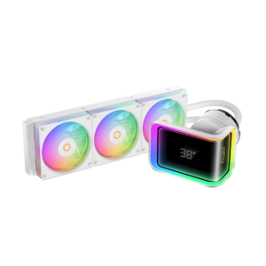 JualOCYPUS Delta L36 Elite ARGB Digital White | AIO Liquid Cooler 360mm with Curved Display for Real Time CPU GPU Monitoring