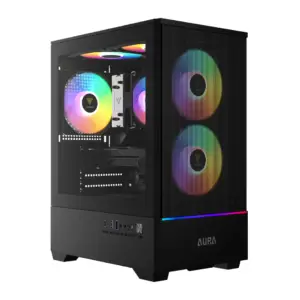 JualGAMDIAS AURA GC103M ARGB Micro Tower Case Mesh with 3 Fan Tempered Glass