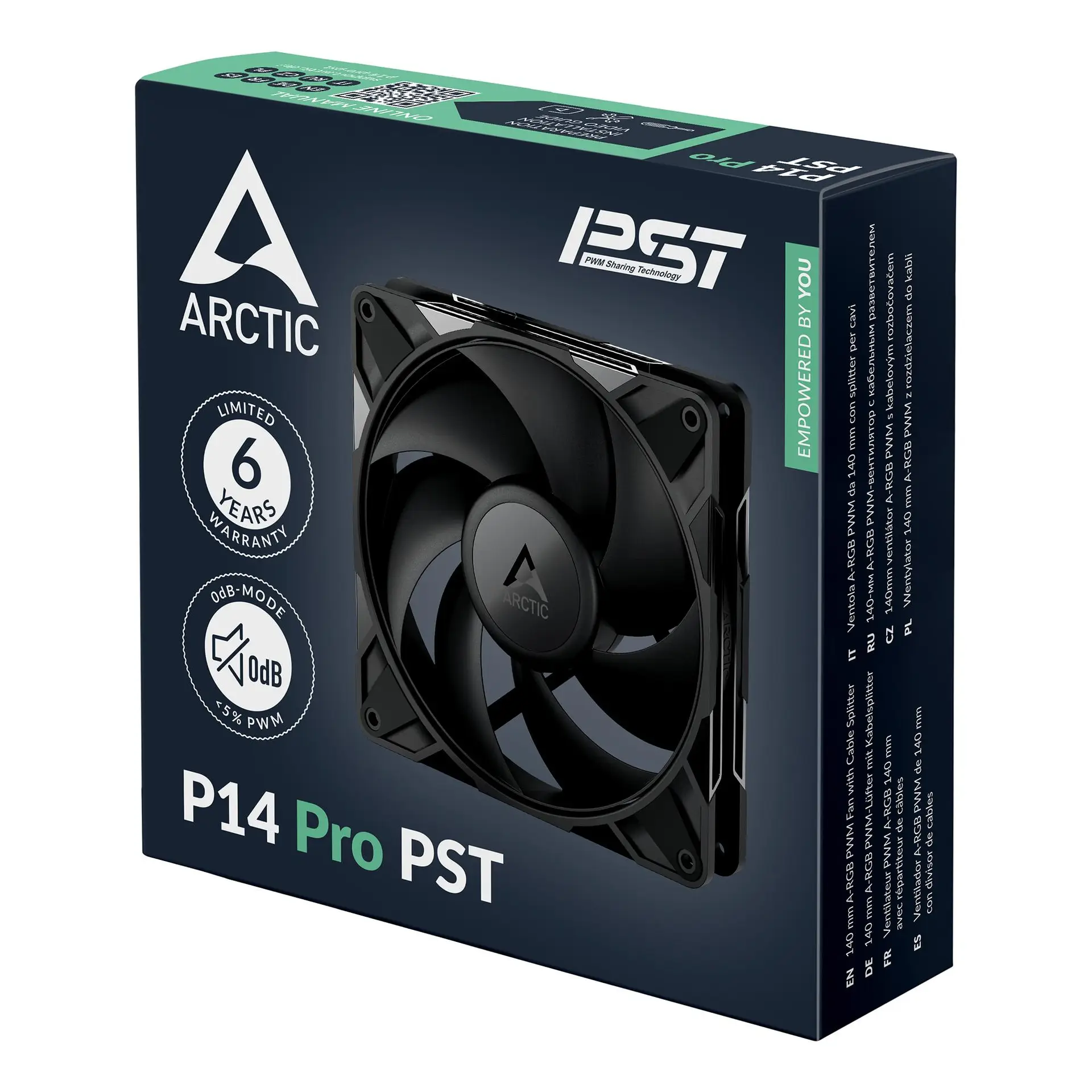 ARCTIC P14 Pro PST - 140mm PWM Fan With Cable Splitter - Black