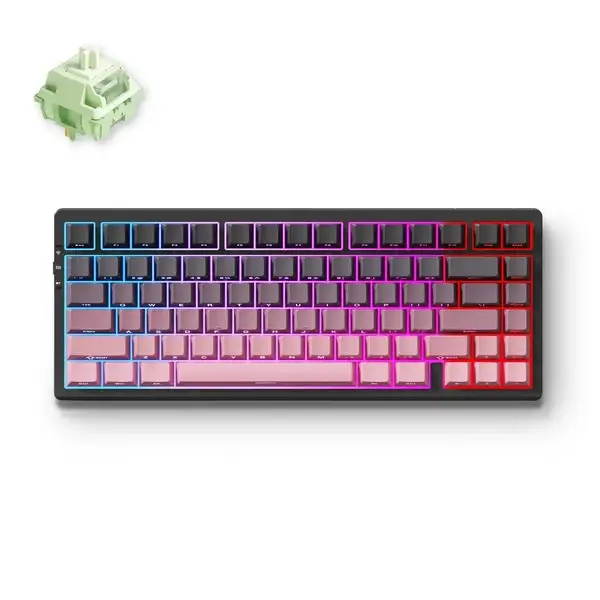 MCHOSE G75 PRO Black Pink Mechanical Keyboard 75% with Matcha Latte Switch V2 Cherry Profile