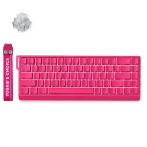 JualMCHOSE Ace68 e-Sport Hall Effect Magnetic Switch Keyboard 65% Rose Red with Ice Rhino Switch Cherry Profile
